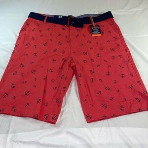 Ferruche Red Anchor Print Shorts